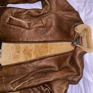 Banana Republic Brown Leather Bomber Jacket with Shearling Lining